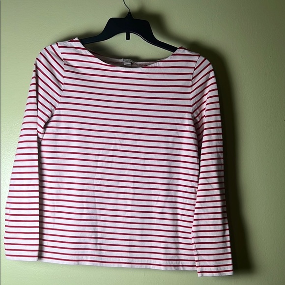 J. Crew Pink and Red Fitted Long Sleeve Tee - Picture 1 of 4